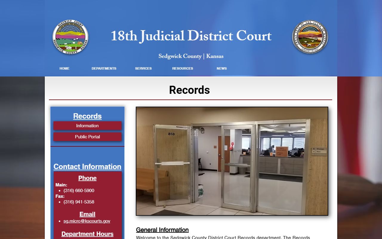 Sedgwick County court records after arrest DC18 records access page